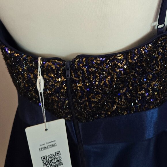 EVER-PRETTY Women's Asymmetric Skirt ,V-Neck, A-line Dress Sz: 2XL Navy Blue - Picture 11 of 16